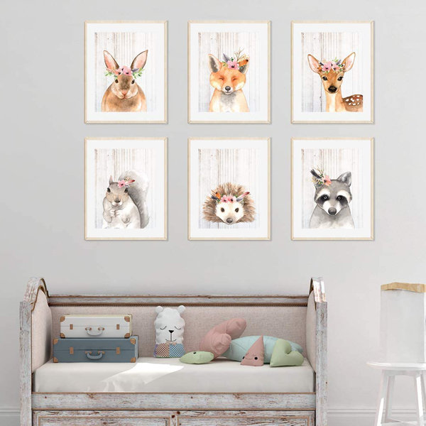 Wall Décor Wilderness Art Girls Room Woodland Animal Nursery Wall Art